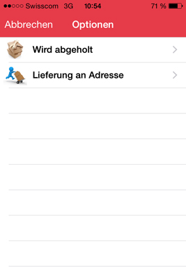 Bestell Option wählen …